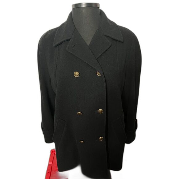 Mackintosh Womens 100% Wool Double Breasted Acetate Lined Pea Coat USA XXL EUC - Picture 2 of 8